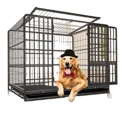 China Windproof Wholesale Black Metal Pet Dog Crate Durable Outdoor Large Folding Pet Dog Cage for sale