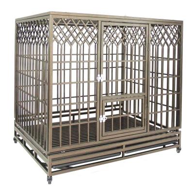 China Windproof Heavy Duty Cage Strong Metal Dog Kennel And Crate For Medium And Large Dogs Pet Playpen With Four Wheels for sale