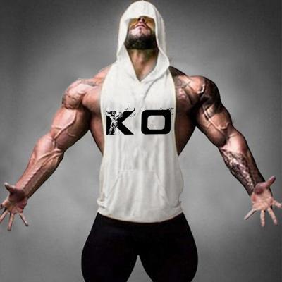 China Sustainable Hooded Man Sports Muscle Shaping Sleeveless Summer 100%cotton Tank Top Gym Sports Vest for sale