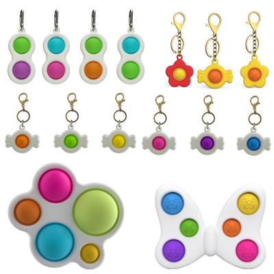 China Toy Stress Relief Bubble Popper Single Squeeze Stress Reliever Silicone Push Noise Pushing Person Sensory Jumping Toys With Key Chain for sale