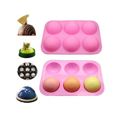 China 6 Cavities Medium Viable Semi Sphere Silicone Mold Or Making Mold For Making Cake Jelly Dome Hot Chocolate Bomb Mousse for sale