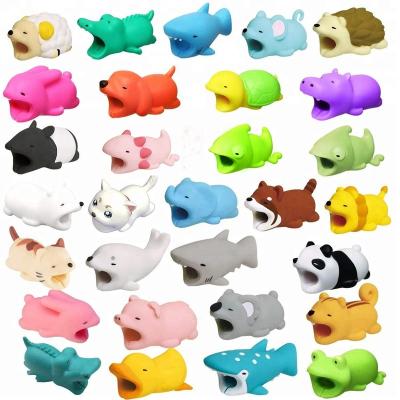 China Lightweight PVC Custom Charger Cable Protector Cute Animal Bite For Phone for sale