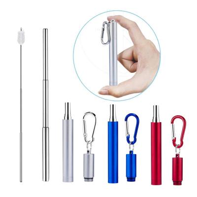 China Travel 2021 Amazon Hot Disposable Portable Collapsible Reusable Telescopic Straws Stainless Steel Metal Collapsible Straw Drinking With Case for sale