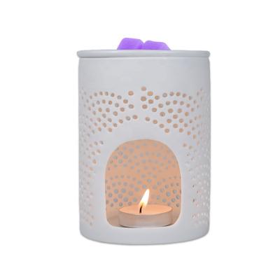 China Handcrafted Elegant White Ceramic Tea Light Soy Wax Heater Scented Wax Burner Fragrance Oil Burner Candle Warmer for Aromatherapy for sale