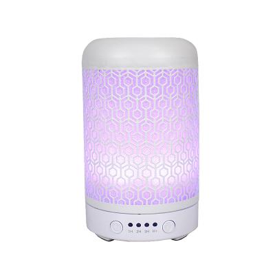 China Indoor Electric Ultrasonic Diffuser 100ml Waterless LED Metal Diffuser Colorful Aromatherapy Power-up Light Essential Oil Diffuser for sale