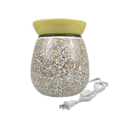 China Indoor Cracked Glass Mosaic Wax Melter Electric Fragance Oil Burner for sale