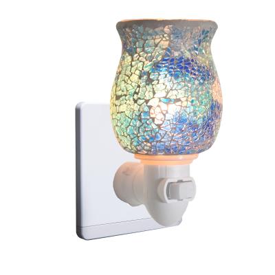 China Hot Selling Night Light+Aromatherapy Gorgeous Mosaic Plug In Aromatherapy Wax Warmer Home Soybean Wax Burner Wall Accent Lamp Fragrance Oil Burner for sale