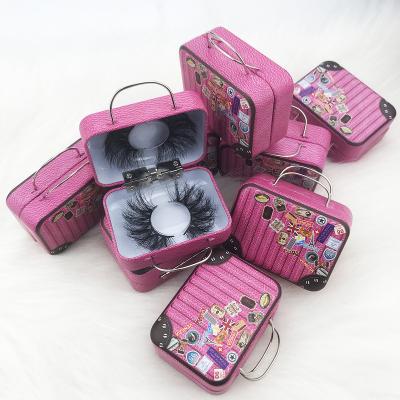 China Wholesale Mink Eyelashes 3d Fluffy Tapered Premium Suitcase Mink Fur Lashes Private Label packing 3d mink with lashbox for sale