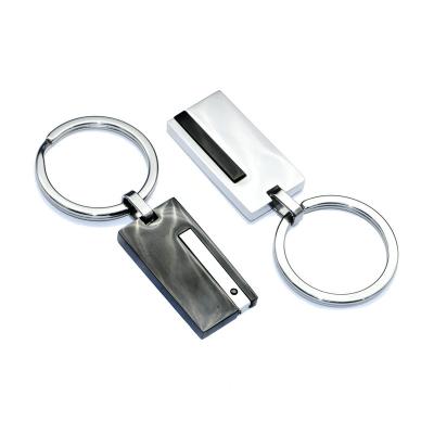 China High Quality Rectangle Polish IPB Stainless Steel High Quality Polished Punk Key Chain With Black Enamel Key Chain For Men Luxury Jewelry for sale