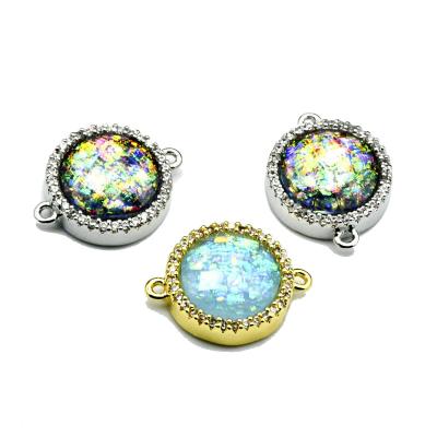 China DIY Jewelry Making Findings High Quality Rhinestone Crystal Setting Colorful Opal Round Shape Metal Jewelry Connectors for sale