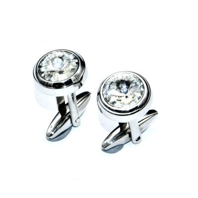 China Luxury Men's White CZ Cufflink Setting Luxury Men's Stainless Steel Custom Personalized Cufflinks for sale