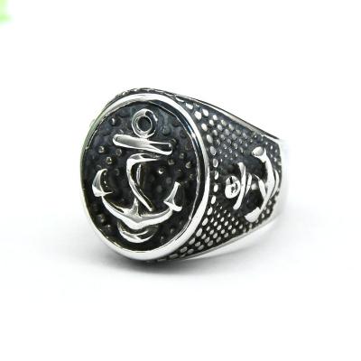 China 2021 Latest Fashion CLASSIC Hot Sale Men's Ring High Quality 316L Stainless Steel Anchor Ring for sale