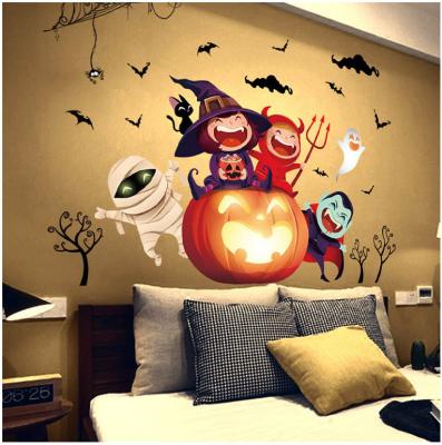 China Horrific Halloween Decorative Pumpkin Cartoon Kids Sticker Wall Decal For Holiday Decoration for sale