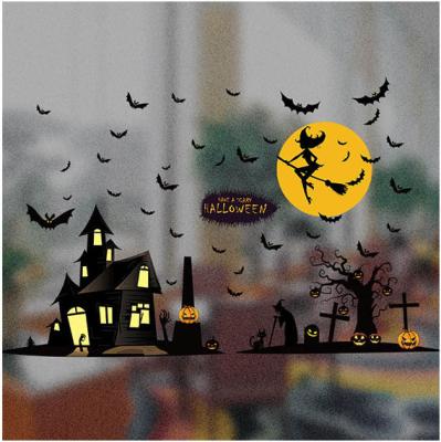 China Horrific Halloween Decorative Happy Pumpkin Cartoon Party Kids Sticker Decal For Shop Window Decoration for sale