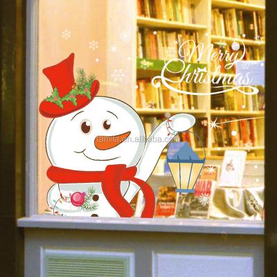 China Decorative Sticker Christmas Snowman Wall Decals Christmas Sticker For Shop Window Decoration for sale