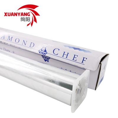 China Food 450mm Width 300m Length Household Food Grade Aluminum Foil Paper With Wrapping Cutter Foil Roll for sale