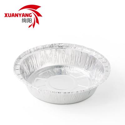 China Fast Food Caterer 7 Inch Round Disposable Aluminum Foil Food Packaging Trays Tin Container for sale