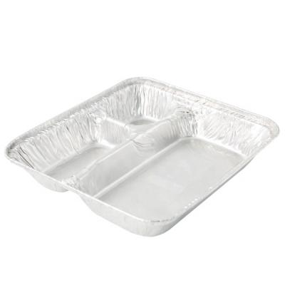 China Microwavable most popular wholesale 3 compartment aluminum foil box with lowest price aluminum lunch box for sale