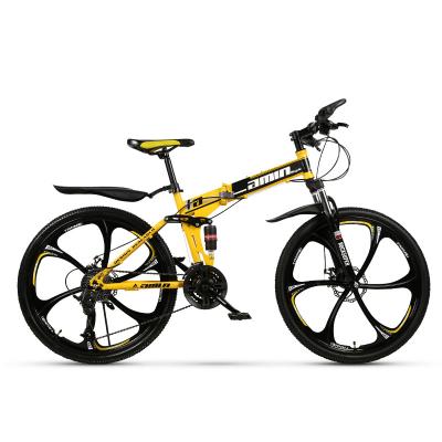 China Aluminum alloy sample 26 inch 21 speed steel frame disc brake mountain bike factory available folding bicycle for sale