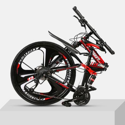 China Steel factory supply 26 inch 21/24/27/30 double speed disc brake folding mountain bike bicycle for sale