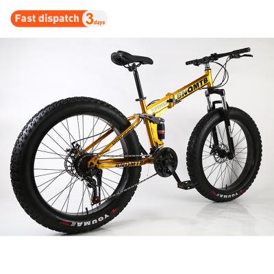 China 26 Inch Fat Wheel Steel Beach Mountain Bike Snowmobile Adult Foldable Road Bicycle Men With Double Disc Brake for sale