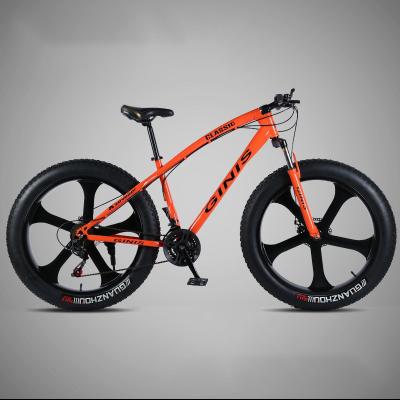 China Aluminum Alloy 21 Speed ​​New 4.0 Fat 24 Tire 26 Inch Mountain Bike Orange Mountain Bike Handsome For Boys And Girls for sale