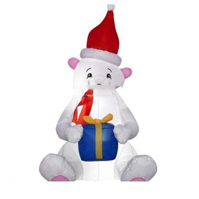 China Christmas Outdoor Inflatables Garden Decoration Decoration Polar Bear , Inflatable Polar Bear With Christmas Hat for sale