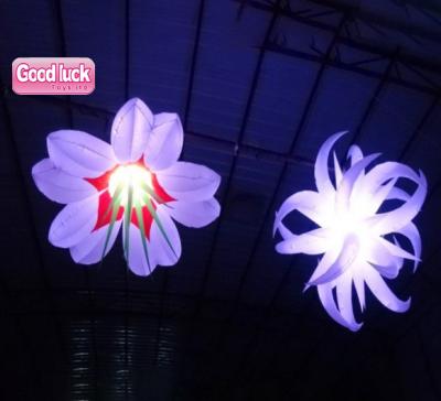 China Strong PVC Coated Nylon Giant Inflatable Flower Decoration Hot Sale Wedding Stage Hanging LED Lights Inflatable Flower for sale