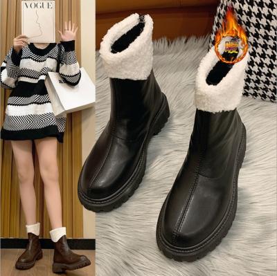 China 2022 Hairy Anti-slippery Boots Autumn Winter Martin Boots Plush Chelsea Ankle Boots Botines Botas Mujer New Plan Fashion Women for sale