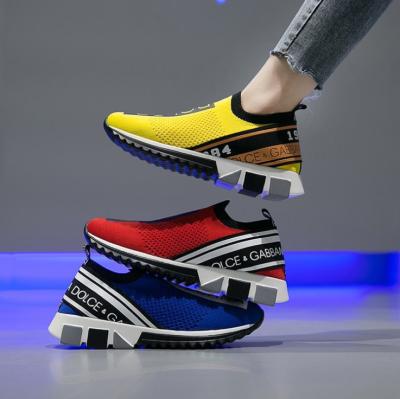 China Fashion Trend New Ladies Elasticity Knit Comfortable Mesh Breathable Sport Running Shoes Casual Walking Shoes Women Wedge Sneakers for sale