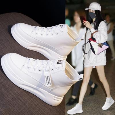 China CUSHIONING new high top sports white women casual shoes (thick and thin) 2021 platform cowhide leather woman shoes for sale