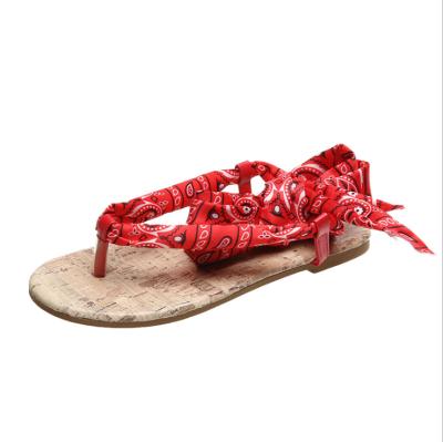 China Fashion Trend Designs New Bandage Leopard Sandals Women Shoes Flat Ladies Casual Trendy Flip Flop Sandals for sale