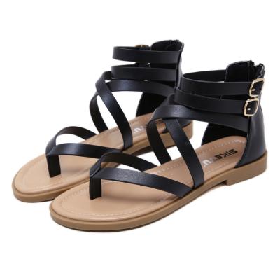 China Fashion Trend Plus Toe Sandals For Woman Leather Sandal 2021 Roman New Arrivals Size Fashion Woman Sandals for sale