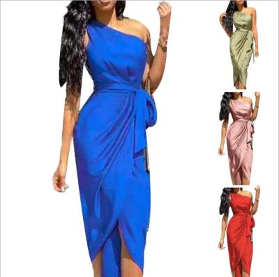 China Women's Clothing 2021 Luxury Ladies Skirts Female Autumn Bandage Irregular Dress Vestido Anti-Static Plus Size Women's Dresses (give away belt) for sale