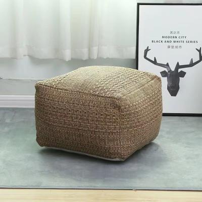 China New Jacquard Woven Cotton Ottoman Living Room Furniture Ottoman Ottoman Comfortable Home Decorative Farmhouse Footstool for sale