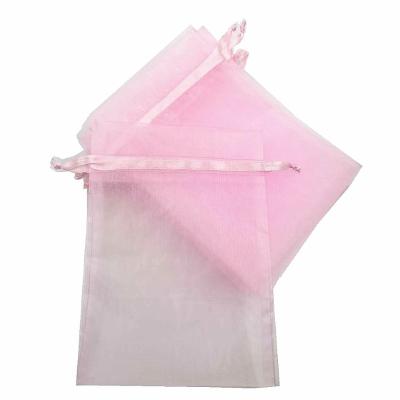 China Gift Rose Organza Bags 13x18cm High Quality Sheer Organza Gift Bags With Drawstring , Jewelry Favor Bags for sale