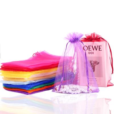 China Wholesale Gift Organza Bags 20x30cm 100pcs Mixed Colors Drawstring Mesh Organza Gift Bags, Shoe Bags for sale