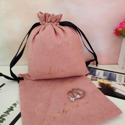 China Eco-friendly Custom Logo Printed Velvet Jewelry Pouch Bag Velvet Drawstring Bag for sale