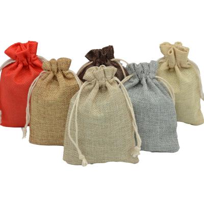 China Wholesale Folding Jute Drawstring Bag Burlap Gift Candy Bag With Logo for sale