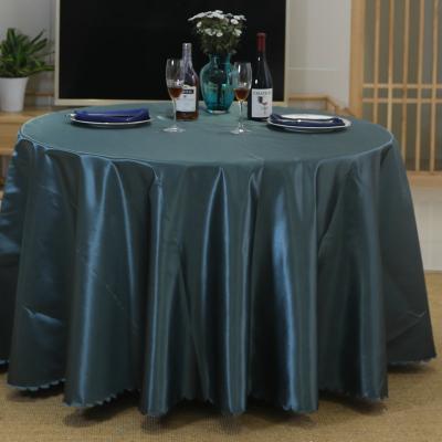 China Disposable high quality satin silk polyester classic plain dyed hotel wedding banquet tablecloth custom weight cover tablecloth for sale