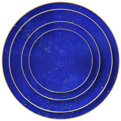 China Sky Royal Blue China Best Price Disposable Dinner Dishes Professional Christmas Dinner Dishes Tableware for sale