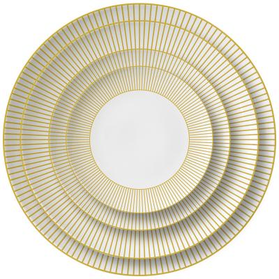 China Gold Disposable Wedding Party Dishes Kitchen Dinner Sets Ceramic Disposable Dishes for sale