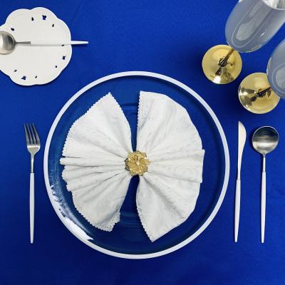 China Wholesale Viable White Rim Clear Glass Charger Plate Trivets for Wedding Decoration for sale