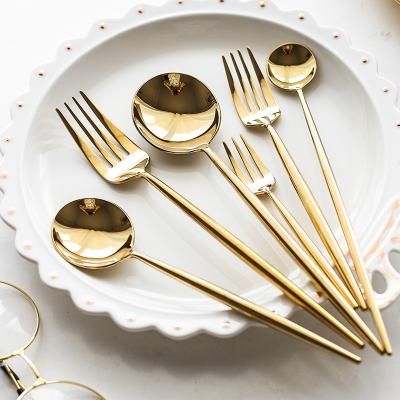 China Sustainable Mirrored Eco-Friendly Gold Hotel Luxury Portable Cutlery Set Reusable Cutlery Set Spoon Cutlery for sale