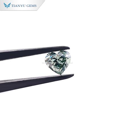 China Labgrown Diamond Tianyu Gems Wholesale Jewelry 1.1ct Heart Cut Green Loose Diamond HPHT CVD Lab Grown Diamond for sale