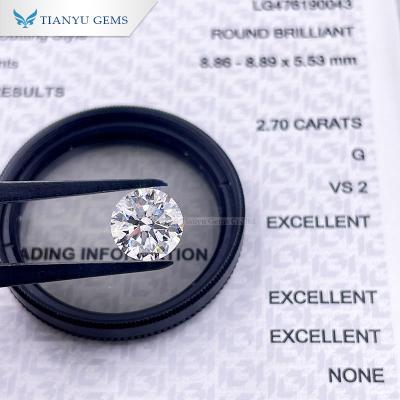 China Color Change Tianyu Gems CVD 2CT AROUND Cut Lab Diamonds IGI Certificate Lab Loose Diamonds gvs2 for sale