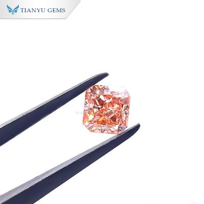 China Labgrown Diamond Tianyu Gems 2.04ct VS2 Square Modified Cut Color CVD Fancy Orange Loose Lab Grown Diamond for sale