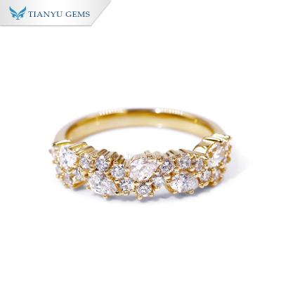 China As Pictures Tianyu Gems Customized Lab Developed HPHT DEF VS Diamond 14K 18K Yellow Gold Jewelry Ring for sale