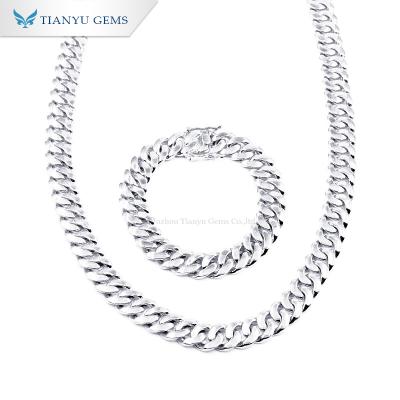 China Tianyu Gems Forever 925 Grade Sivler 10K 14K Gold Chain Bracelet Male Cuban Link Hip Hop Male CLASSIC Link Necklace for sale