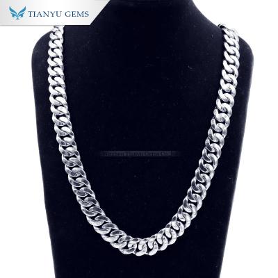 China Tianyu CLASSIC Gems Forever Customized Quality Silver &Gold Necklace Hip Hop Cuban Link Chain Male for sale